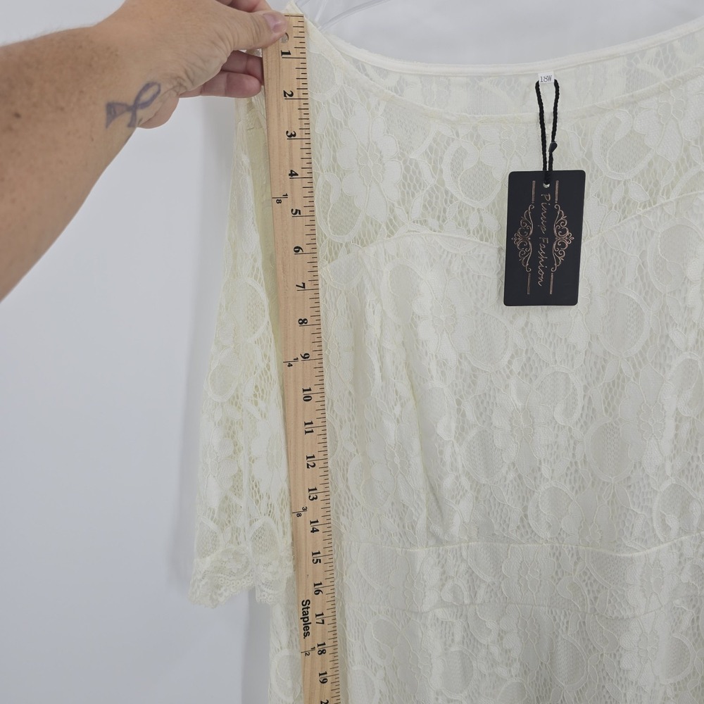 NWT Pinup Fashion Dress Womens 18W Lace Ivory 3/4 Sleeve Side Zip Wedding - Picture 8 of 13